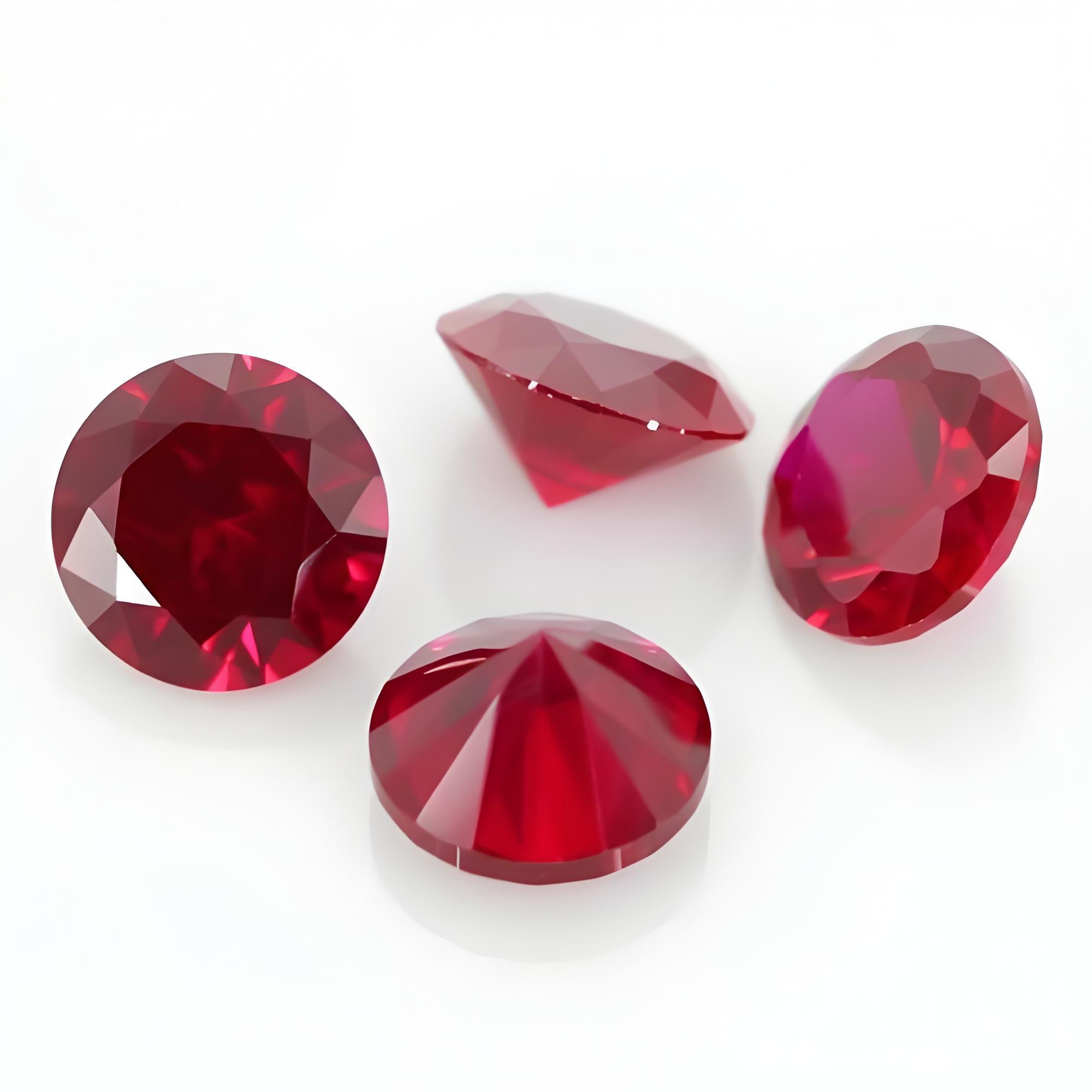 Ruby Red Round Brilliant Cut Synthetic Corundum Gemstone - 图片 2