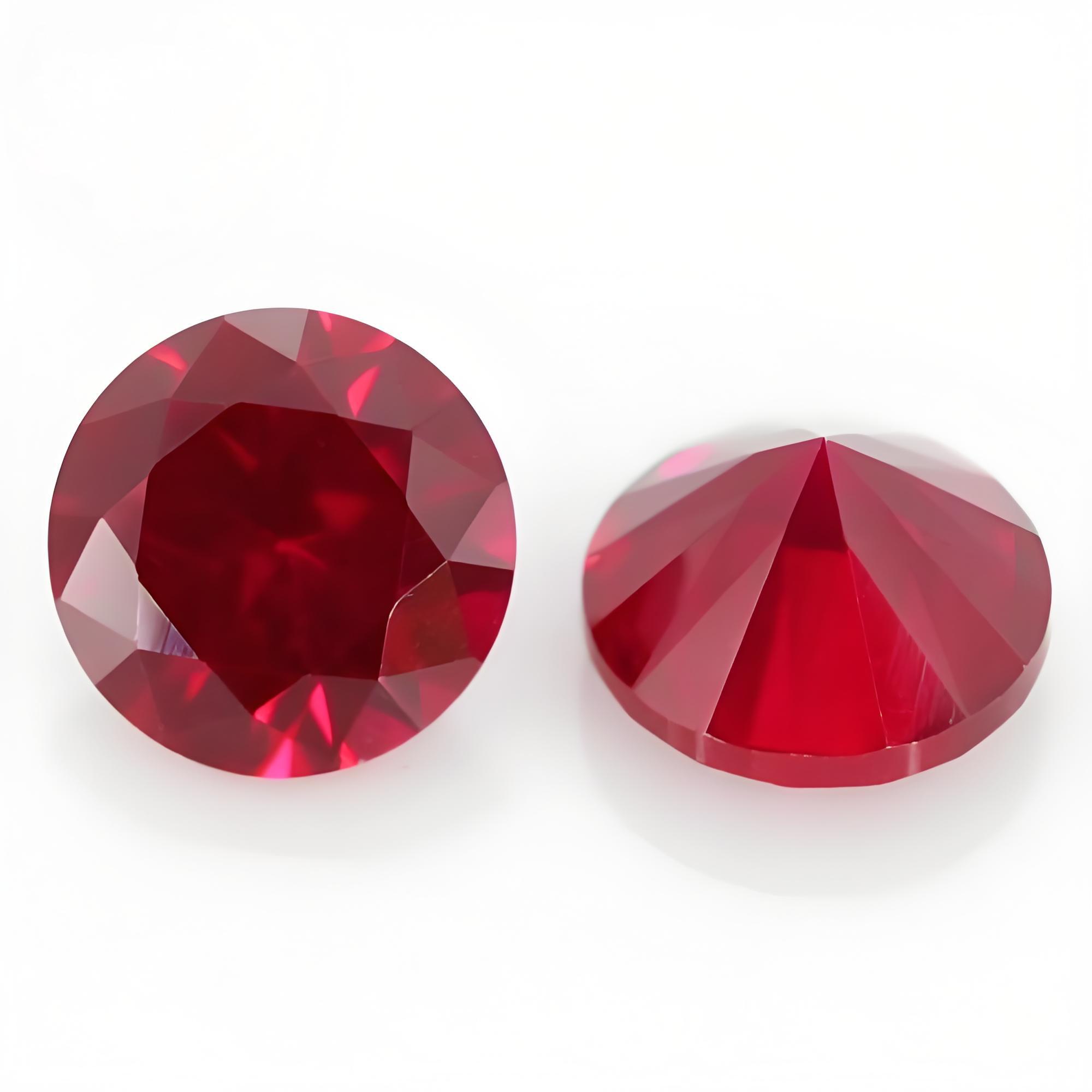 Ruby Red Round Brilliant Cut Synthetic Corundum Gemstone - 图片 3