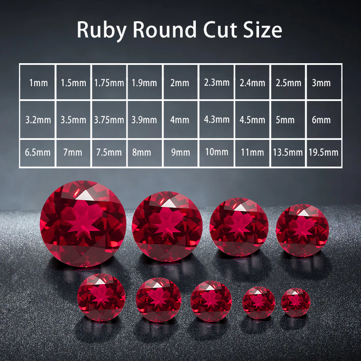 Blood Red Gemstones Natural Cut Synthetic Lab Grown Ruby Round Shape - 图片 2